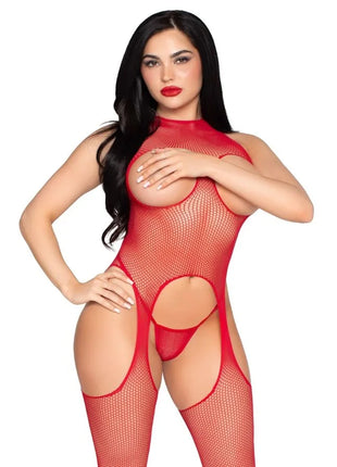 LEG AVENUE - 89374 CUPLESS BODYSTOCKING UND PANTY RED - EINHEITSGRÖSSE