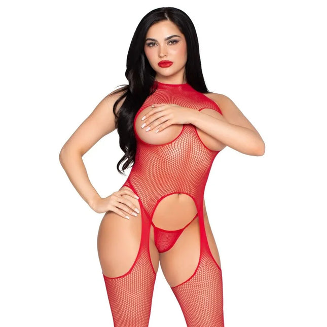 LEG AVENUE - 89374 CUPLESS BODYSTOCKING UND PANTY RED - EINHEITSGRÖSSE