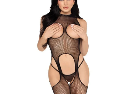 LEG AVENUE - 89374 CUPLESS BODYSTOCKING UND PANTY SCHWARZ - EINHEITSGRÖSSE