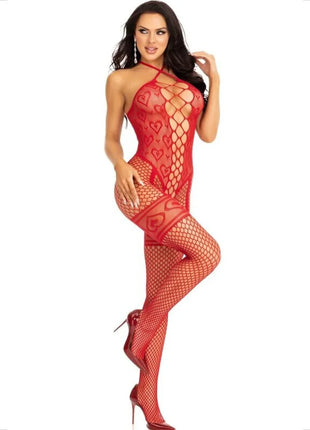LEG AVENUE - BODYSTOCKING HALSHALTER ROTE HERZEN ROT - Bodystocking