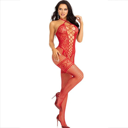 LEG AVENUE - BODYSTOCKING HALSHALTER ROTE HERZEN ROT - Bodystocking