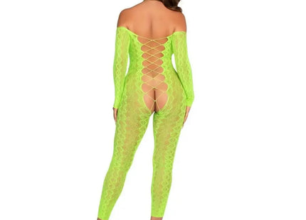 LEG AVENUE - BODYSTOCKING MIT OHNE SCHRITT EXOTIC SNAKE LACE NEONGRÜN - Bodystocking