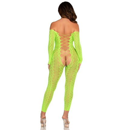 LEG AVENUE - BODYSTOCKING MIT OHNE SCHRITT EXOTIC SNAKE LACE NEONGRÜN - Bodystocking