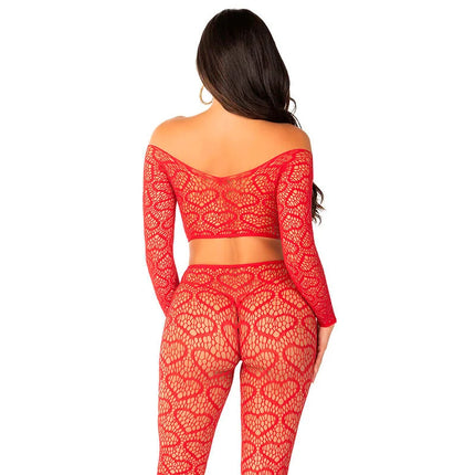 LEG AVENUE - CROP TOP + STRÜMPFE ROT EINHEITSGRÖSSE - Sexy Dessous-Set