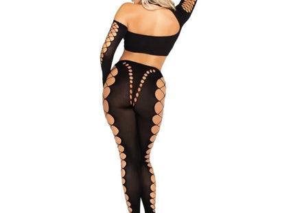 LEG AVENUE - CROP TOP UND LEGGINGS CUT-OUT NAHTLOS SCHWARZ - BH & Slip