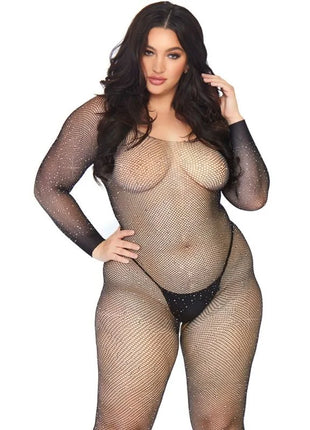 LEG AVENUE - CRYTALIZED NET BODY STOCKING 1X-2X - Bodystocking