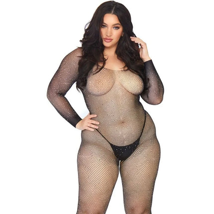 LEG AVENUE - CRYTALIZED NET BODY STOCKING 1X-2X - Bodystocking