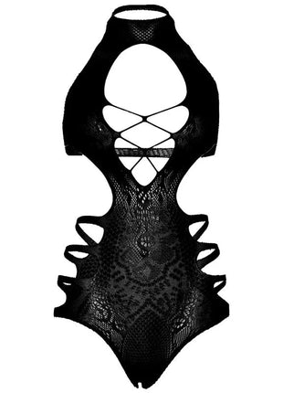 LEG AVENUE - CUT OUT STRAPPY BODYSUIT EINE GRÖSSE - SCHWARZ - Bodys