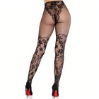 LEG AVENUE – Dahlia Spitzenstrümpfe mit Netzdetail - Halterlose Strümpfe