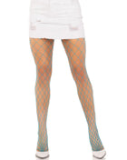 Leg avenue diamant-netzstrumpfhose rosa in türkis-orange mit diamantmuster und fischernetzeffekt