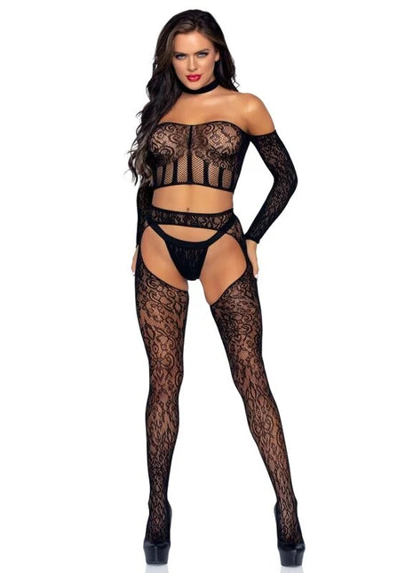 LEG AVENUE - DREITEILIGES SET IN EINER GRÖSSE - Bodystocking