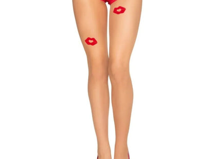 LEG AVENUE - 1415 DURCHSICHTIGE LYCRA-STRÜMPFE MIT KÜSSEN - EINE GRÖSSE