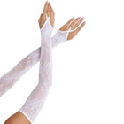 LEG AVENUE - EXTRA LANGE ARMWÄRMERHANDSCHUHE MIT BLUMENSPITZE WEISS