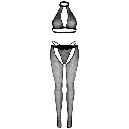 LEG AVENUE - FISCHNETZTOP G-STRING UND STRUMPFHOSE - BH & Slip