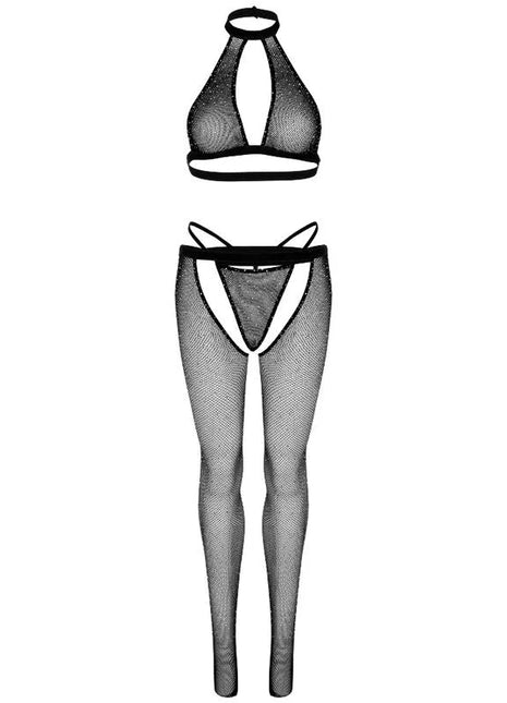 LEG AVENUE - FISCHNETZTOP G-STRING UND STRUMPFHOSE - BH & Slip