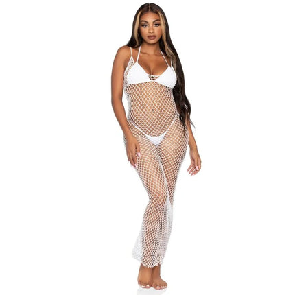 LEG AVENUE - GEWEBTES TWIST-NET-MAXIKLEID EINE GRÖSSE