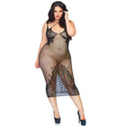 Leg avenue halterkleid mit zwei riemen in schwarz aus fischernetzstoff mit spitzenverzierungen am ausschnitt und saum