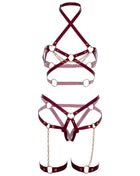 LEG AVENUE – Harness BH & Herz-Strumpfband - S - Körpergeschirr