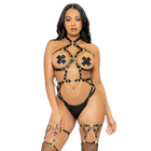 LEG AVENUE - KINK - HERZRINGGESCHIRR TEDDY GRÖSSE S - SCHWARZ - L / NEGRO