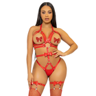 LEG AVENUE - KINK - O-RING-GURT MIT NIETEN TEDDY GRÖSSE S - ROT - M / ROJO