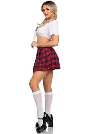 LEG AVENUE - KLASSISCHES COLLEGE-KOSTÜM ROT S/M - Schulmädchen-Kostüm