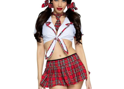 LEG AVENUE - KLASSISCHES MISS COLLEGIATE-KOSTÜM ROT/WEISS S/M