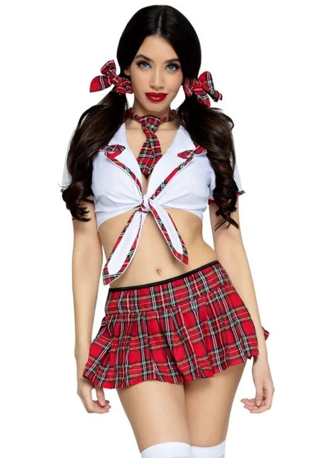 LEG AVENUE - KLASSISCHES MISS COLLEGIATE-KOSTÜM ROT/WEISS S/M