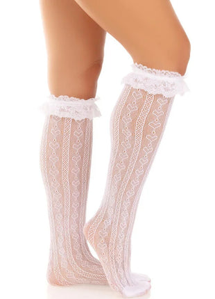 LEG AVENUE - KNIESTRÜMPFE MIT RÜSCHEN SCHWARZ