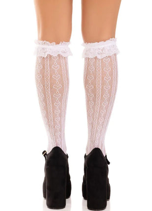 LEG AVENUE - KNIESTRÜMPFE MIT RÜSCHEN SCHWARZ