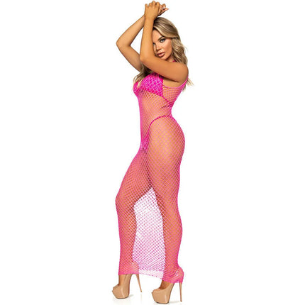 LEG AVENUE - LANGES NETZKLEID PINK EINE GRÖSSE - — / FUCSIA