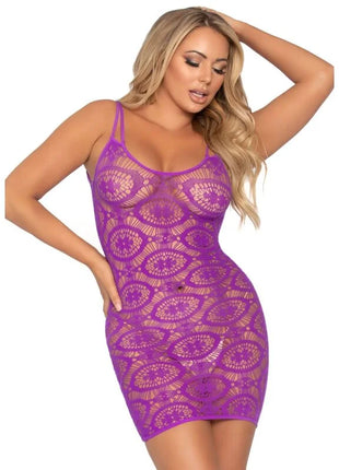 LEG AVENUE - MINI VESTIDO DE GANCHILLO LILA