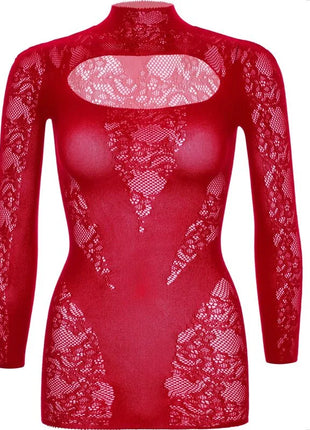 LEG AVENUE - MINIKLEID MIT SPITZE LANGARM ROT