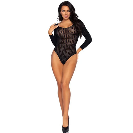 LEG AVENUE - MOSAIC SNAP CROTH BODYSUIT EINE GRÖSSE - Bodys
