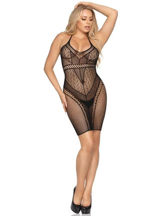 LEG AVENUE - MULTI NET MINIKLEID EINE GRÖSSE - SCHWARZ