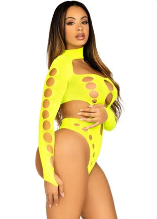 LEG AVENUE - NAHTLOSER BODYSUIT MIT TANGA GELB - Bodys