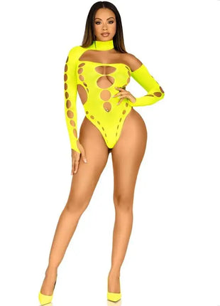 LEG AVENUE - NAHTLOSER BODYSUIT MIT TANGA GELB - Bodys