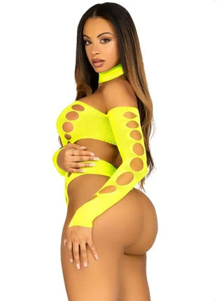 LEG AVENUE - NAHTLOSER BODYSUIT MIT TANGA GELB - Bodys