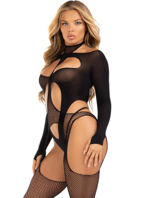 LEG AVENUE - NETZ-BODYSTOCKING SCHWARZ - Bodystocking