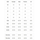 A size conversion chart for leg avenue orange netzkleid mit gekreuzten ärmeln showing europe italy france uk sizes xs to 3x4x