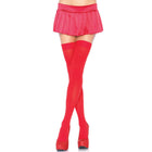 Leg avenue rote nylon oberschenkelhohe strümpfe mit plissee minirock und glitzernden plateauschuhen