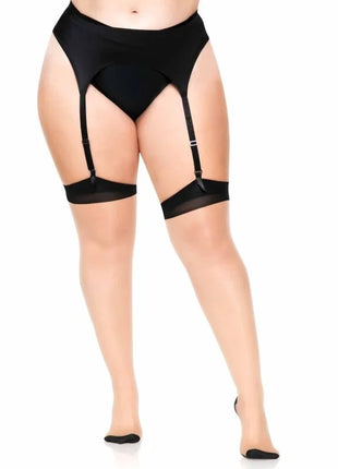 LEG AVENUE - PLUS LYCRA DURCHSICHTIGES 2-TON-OBERKEITENHOCHWERTIGES MIT RÜCKENNAHT UND KUBANISCHEM ABSATZ