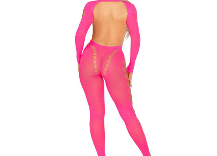 LEG AVENUE - ROSA BODYSTOCKING MIT OFFENEM RÜCKEN EINHEITSGRÖSSE - Bodystocking