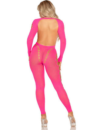 LEG AVENUE - ROSA BODYSTOCKING MIT OFFENEM RÜCKEN EINHEITSGRÖSSE - Bodystocking