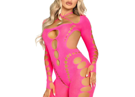 LEG AVENUE - ROSA BODYSTOCKING MIT OFFENEM RÜCKEN EINHEITSGRÖSSE - Bodystocking