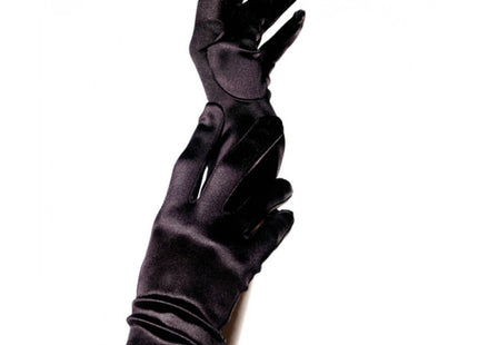 Schwarze satin-handschuhe von leg avenue mit elegantem, lang gezogenem design aus seidigem material