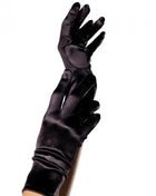 Schwarze satin-handschuhe von leg avenue mit elegantem, lang gezogenem design aus seidigem material