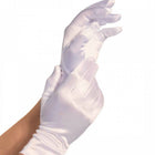 Leg Avenue satin-Handschuhe weiß mit glänzendem Satin und elegant gerafftem Handgelenkdesign