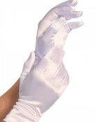 Leg Avenue satin-Handschuhe weiß mit glänzendem Satin und elegant gerafftem Handgelenkdesign