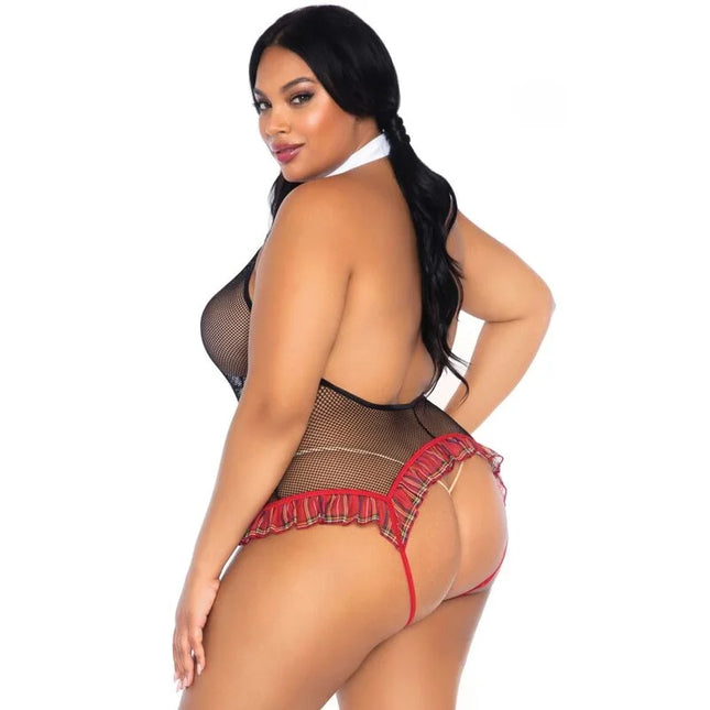 LEG AVENUE - SCHULMÄDCHEN CROTHLESS FITNESS TEDDY PLUS GRÖSSE - Schulmädchen-Kostüm