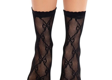 LEG AVENUE – SCHWARZE SPITZENSOCKEN MIT SCHLEIFE